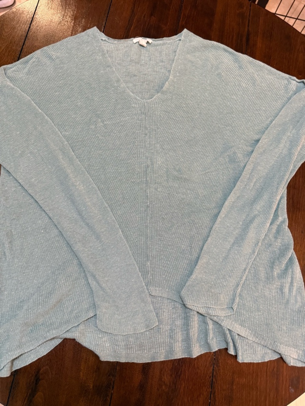 Eileen Fisher Organic Linen Seafoam Knit Pullover Size Medium
